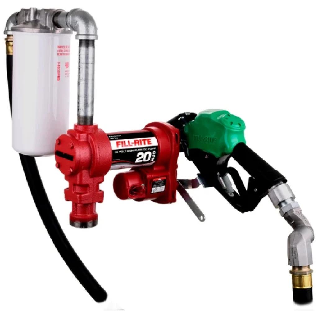 Fill-Rite 12V DC 20 GPM Fuel Transfer Pump W/ Nozzle, Filter & Swivel #FR4220HDSFQ